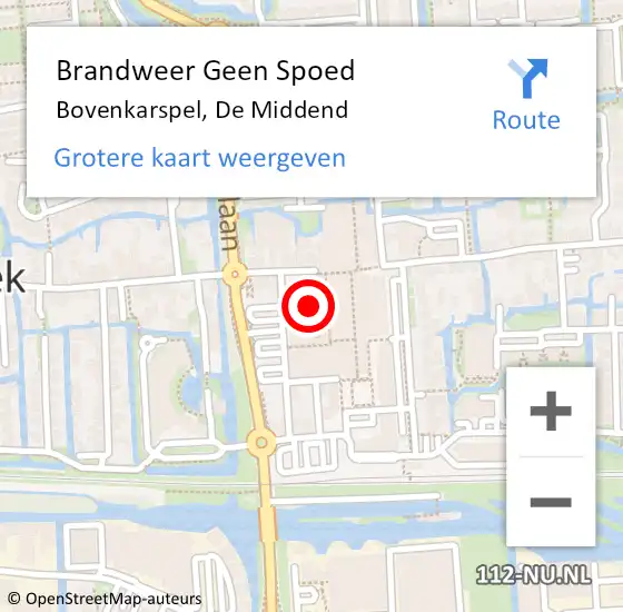 Locatie op kaart van de 112 melding: Brandweer Geen Spoed Naar Bovenkarspel, De Middend op 1 oktober 2018 13:15