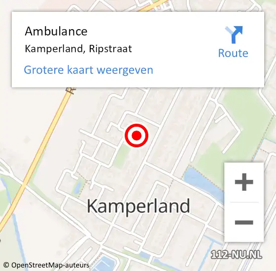 Locatie op kaart van de 112 melding: Ambulance Kamperland, Ripstraat op 1 oktober 2018 13:41