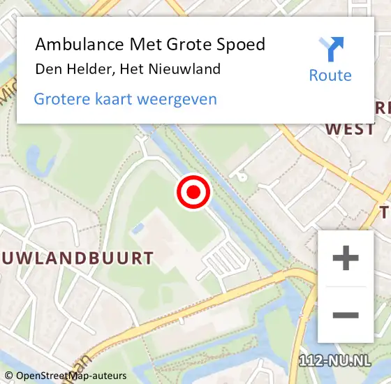 Locatie op kaart van de 112 melding: Ambulance Met Grote Spoed Naar Den Helder, Het Nieuwland op 1 oktober 2018 14:43