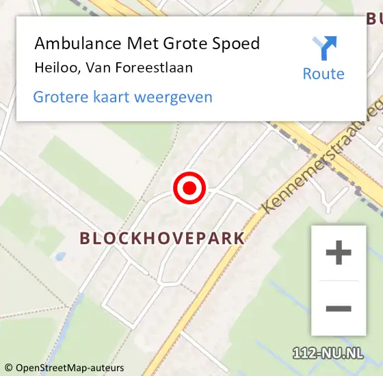 Locatie op kaart van de 112 melding: Ambulance Met Grote Spoed Naar Heiloo, Van Foreestlaan op 1 oktober 2018 16:00