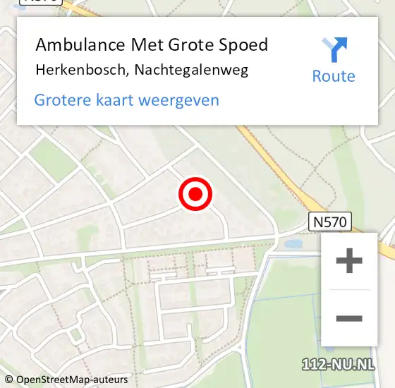 Locatie op kaart van de 112 melding: Ambulance Met Grote Spoed Naar Herkenbosch, Nachtegalenweg op 1 oktober 2018 16:27