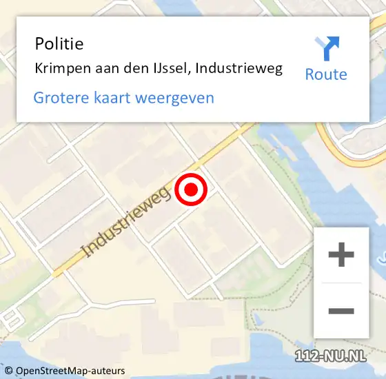 Locatie op kaart van de 112 melding: Politie Krimpen aan den IJssel, Industrieweg op 10 maart 2014 15:34