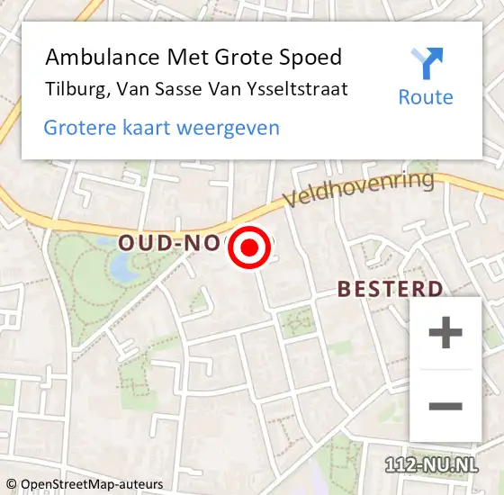 Locatie op kaart van de 112 melding: Ambulance Met Grote Spoed Naar Tilburg, Van Sasse Van Ysseltstraat op 1 oktober 2018 16:54