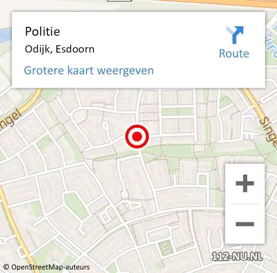 Locatie op kaart van de 112 melding: Politie Odijk, Esdoorn op 1 oktober 2018 17:09