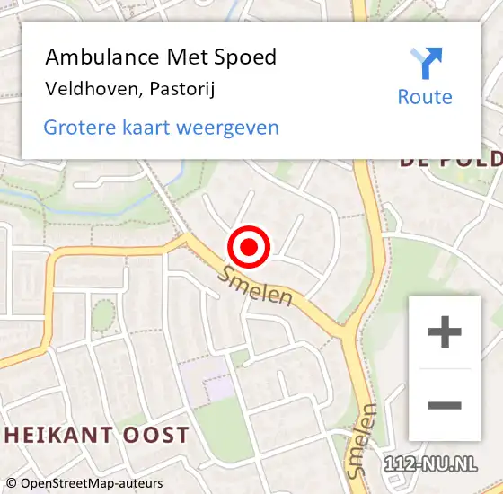 Locatie op kaart van de 112 melding: Ambulance Met Spoed Naar Veldhoven, Pastorij op 1 oktober 2018 17:31