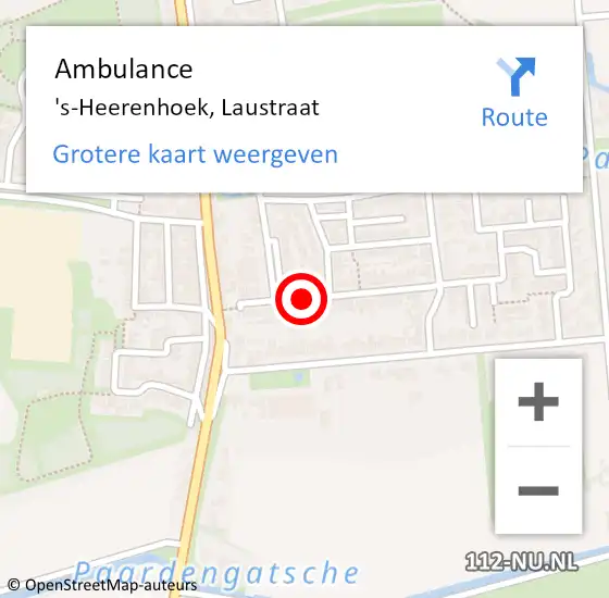 Locatie op kaart van de 112 melding: Ambulance 's-Heerenhoek, Laustraat op 1 oktober 2018 17:34
