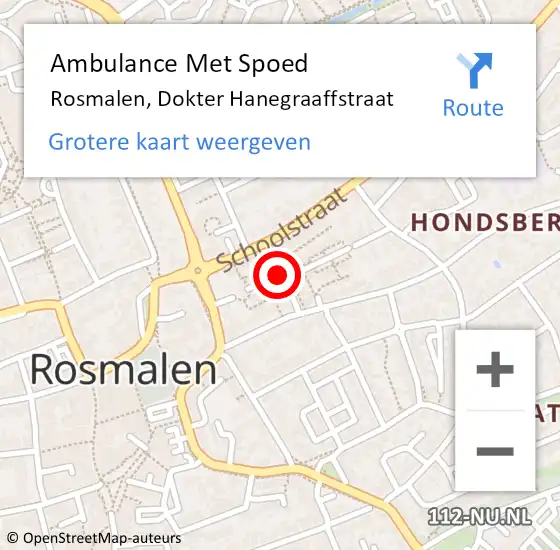 Locatie op kaart van de 112 melding: Ambulance Met Spoed Naar Rosmalen, Dokter Hanegraaffstraat op 1 oktober 2018 17:51