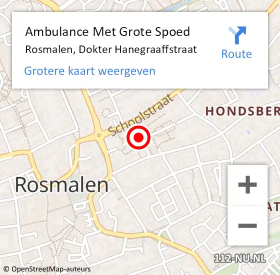 Locatie op kaart van de 112 melding: Ambulance Met Grote Spoed Naar Rosmalen, Dokter Hanegraaffstraat op 1 oktober 2018 17:53