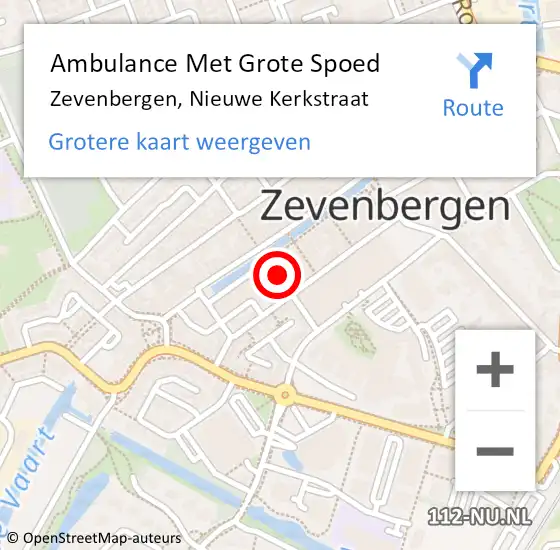 Locatie op kaart van de 112 melding: Ambulance Met Grote Spoed Naar Zevenbergen, Nieuwe Kerkstraat op 1 oktober 2018 18:39