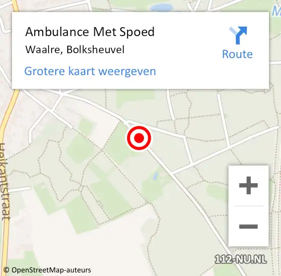 Locatie op kaart van de 112 melding: Ambulance Met Spoed Naar Waalre, Bolksheuvel op 1 oktober 2018 19:51