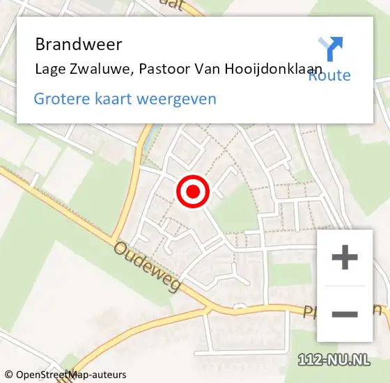 Locatie op kaart van de 112 melding: Brandweer Lage Zwaluwe, Pastoor Van Hooijdonklaan op 1 oktober 2018 20:02