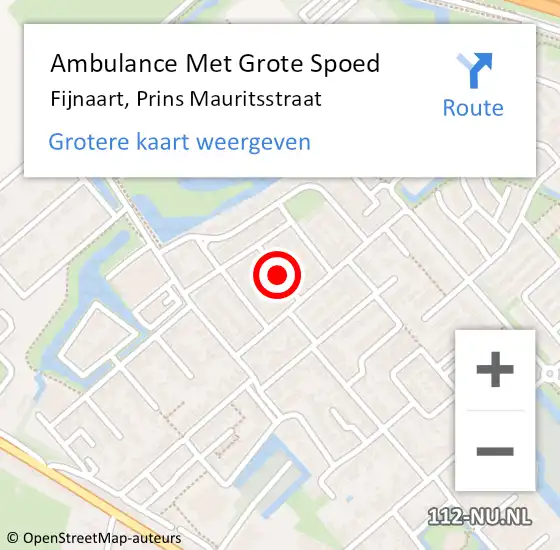 Locatie op kaart van de 112 melding: Ambulance Met Grote Spoed Naar Fijnaart, Prins Mauritsstraat op 2 oktober 2018 00:05