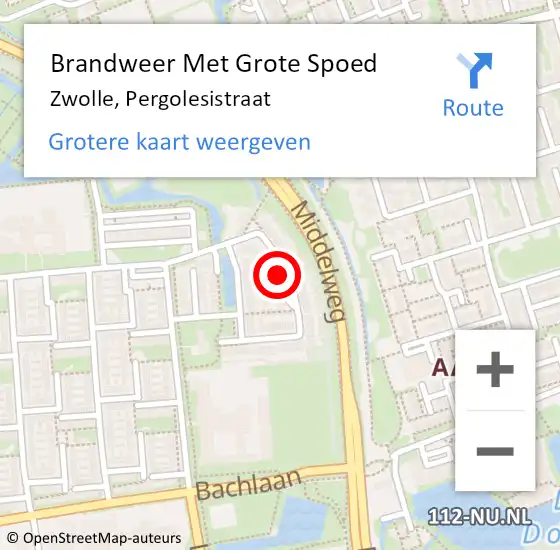 Locatie op kaart van de 112 melding: Brandweer Met Grote Spoed Naar Zwolle, Pergolesistraat op 2 oktober 2018 03:41