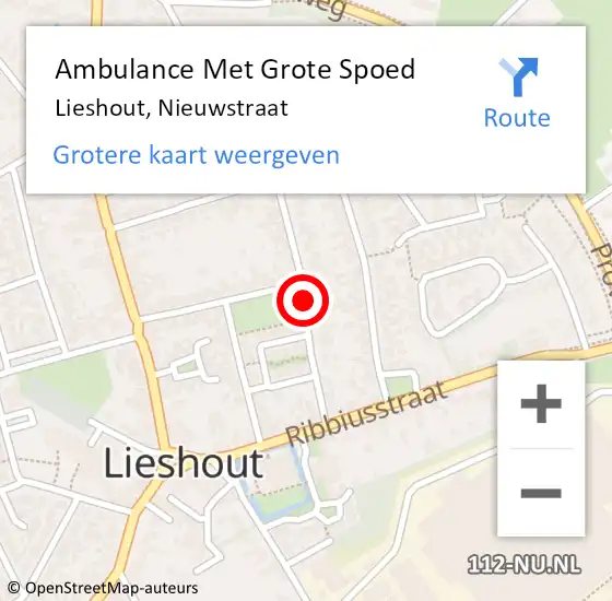 Locatie op kaart van de 112 melding: Ambulance Met Grote Spoed Naar Lieshout, Nieuwstraat op 2 oktober 2018 03:46