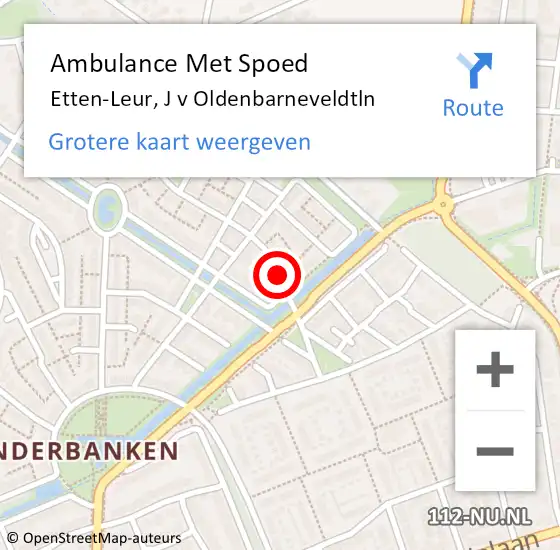 Locatie op kaart van de 112 melding: Ambulance Met Spoed Naar Etten-Leur, J v Oldenbarneveldtln op 2 oktober 2018 06:09