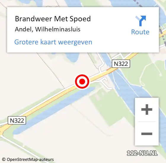 Locatie op kaart van de 112 melding: Brandweer Met Spoed Naar Andel, Wilhelminasluis op 2 oktober 2018 07:46