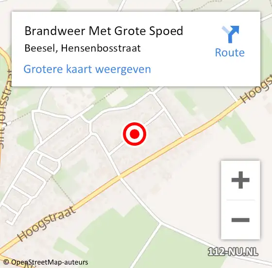 Locatie op kaart van de 112 melding: Brandweer Met Grote Spoed Naar Beesel, Hensenbosstraat op 2 oktober 2018 08:34