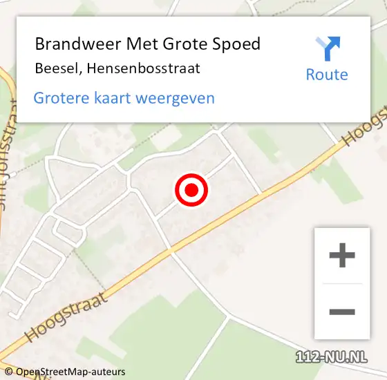 Locatie op kaart van de 112 melding: Brandweer Met Grote Spoed Naar Beesel, Hensenbosstraat op 2 oktober 2018 08:38