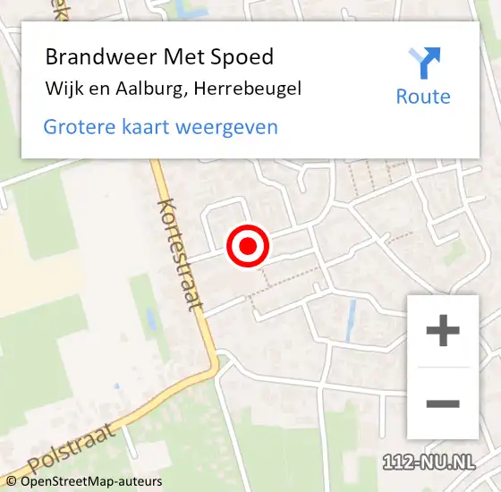 Locatie op kaart van de 112 melding: Brandweer Met Spoed Naar Wijk en Aalburg, Herrebeugel op 2 oktober 2018 08:58