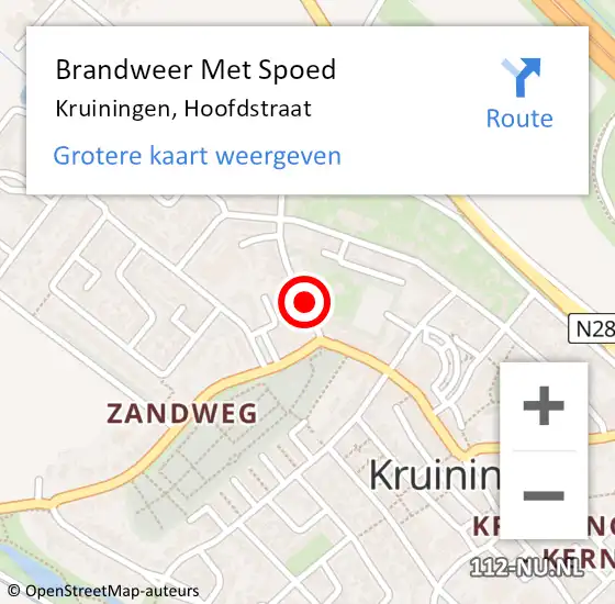 Locatie op kaart van de 112 melding: Brandweer Met Spoed Naar Kruiningen, Hoofdstraat op 2 oktober 2018 09:03