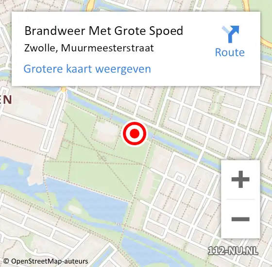 Locatie op kaart van de 112 melding: Brandweer Met Grote Spoed Naar Zwolle, Muurmeesterstraat op 2 oktober 2018 09:19