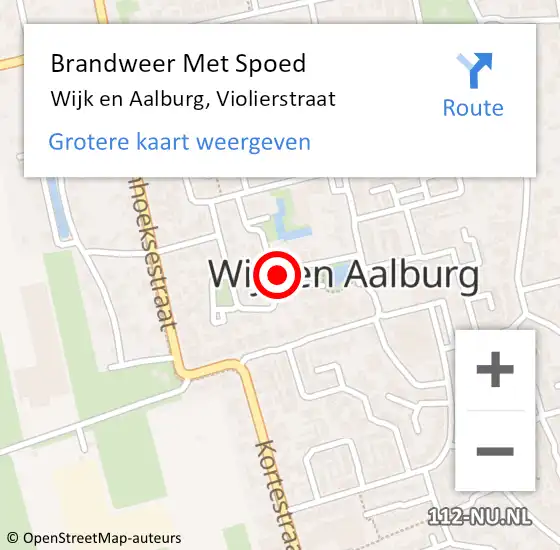 Locatie op kaart van de 112 melding: Brandweer Met Spoed Naar Wijk en Aalburg, Violierstraat op 2 oktober 2018 09:29