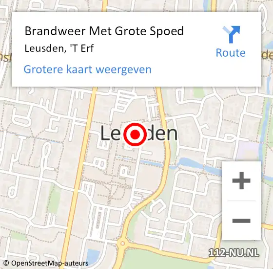 Locatie op kaart van de 112 melding: Brandweer Met Grote Spoed Naar Leusden, 'T Erf op 2 oktober 2018 10:10