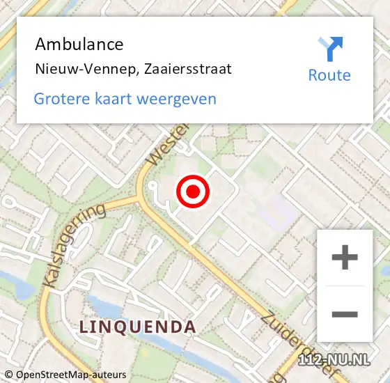 Locatie op kaart van de 112 melding: Ambulance Nieuw-Vennep, Zaaiersstraat op 2 oktober 2018 10:42
