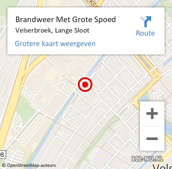 Locatie op kaart van de 112 melding: Brandweer Met Grote Spoed Naar Velserbroek, Lange Sloot op 2 oktober 2018 11:11