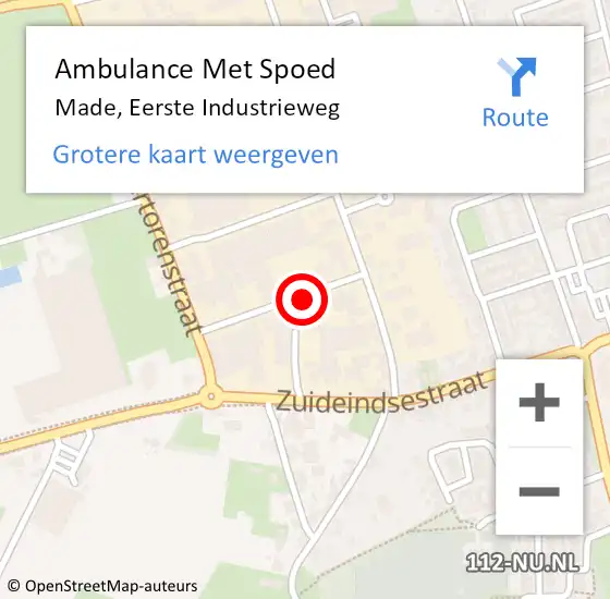 Locatie op kaart van de 112 melding: Ambulance Met Spoed Naar Made, Eerste Industrieweg op 2 oktober 2018 11:38