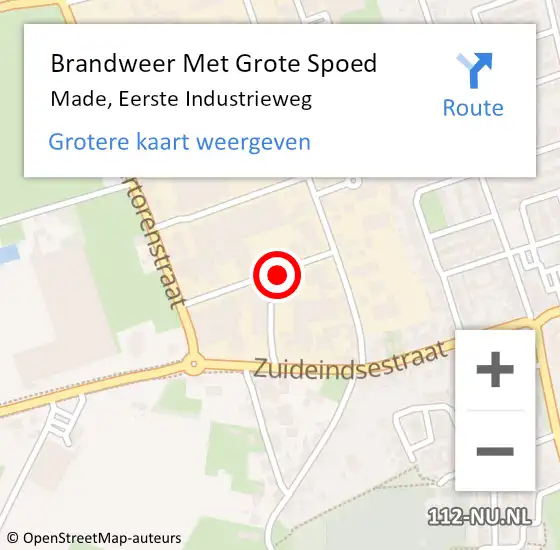 Locatie op kaart van de 112 melding: Brandweer Met Grote Spoed Naar Made, Eerste Industrieweg op 2 oktober 2018 11:43