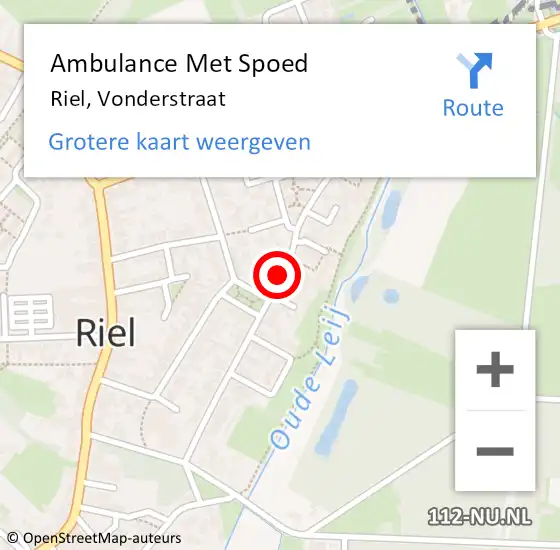 Locatie op kaart van de 112 melding: Ambulance Met Spoed Naar Riel, Vonderstraat op 2 oktober 2018 13:32
