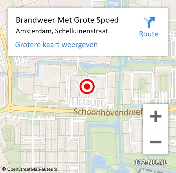 Locatie op kaart van de 112 melding: Brandweer Met Grote Spoed Naar Amsterdam, Schelluinenstraat op 2 oktober 2018 13:48
