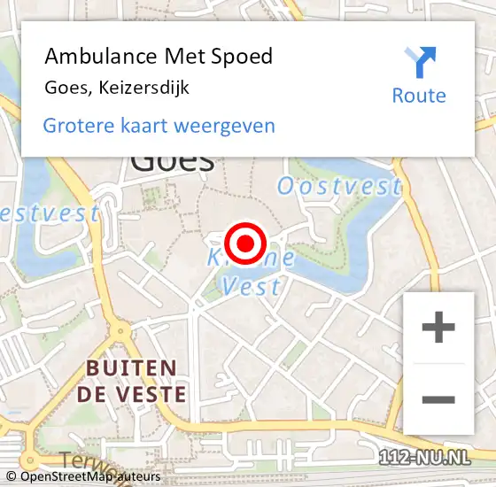 Locatie op kaart van de 112 melding: Ambulance Met Spoed Naar Goes, Keizersdijk op 2 oktober 2018 13:56