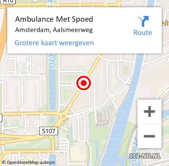 Locatie op kaart van de 112 melding: Ambulance Met Spoed Naar Amsterdam, Aalsmeerweg op 2 oktober 2018 14:38