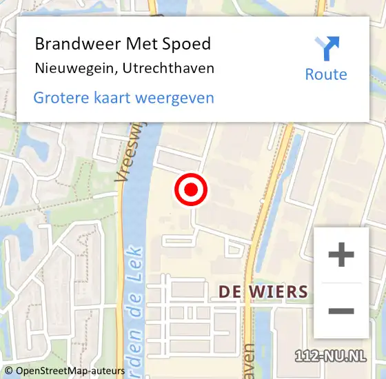 Locatie op kaart van de 112 melding: Brandweer Met Spoed Naar Nieuwegein, Utrechthaven op 2 oktober 2018 16:01