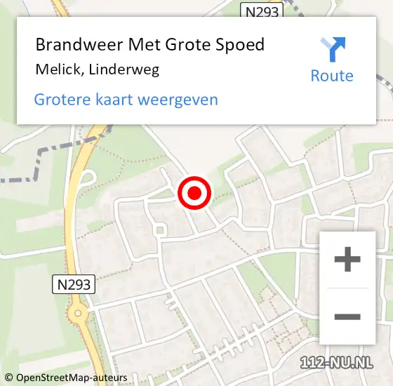 Locatie op kaart van de 112 melding: Brandweer Met Grote Spoed Naar Melick, Linderweg op 2 oktober 2018 16:38