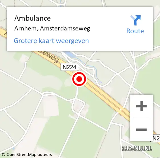 Locatie op kaart van de 112 melding: Ambulance Arnhem, Amsterdamseweg op 2 oktober 2018 16:39