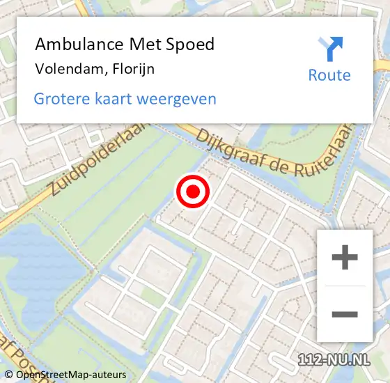 Locatie op kaart van de 112 melding: Ambulance Met Spoed Naar Volendam, Florijn op 2 oktober 2018 16:42