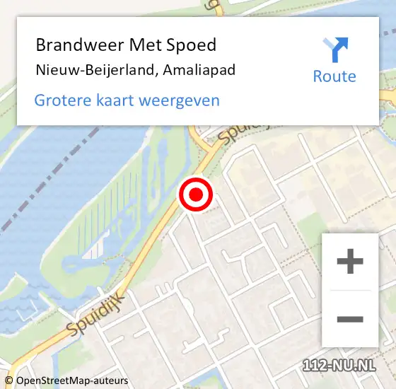 Locatie op kaart van de 112 melding: Brandweer Met Spoed Naar Nieuw-Beijerland, Amaliapad op 2 oktober 2018 16:57