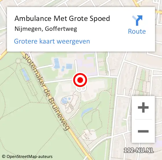 Locatie op kaart van de 112 melding: Ambulance Met Grote Spoed Naar Nijmegen, Goffertweg op 2 oktober 2018 17:33