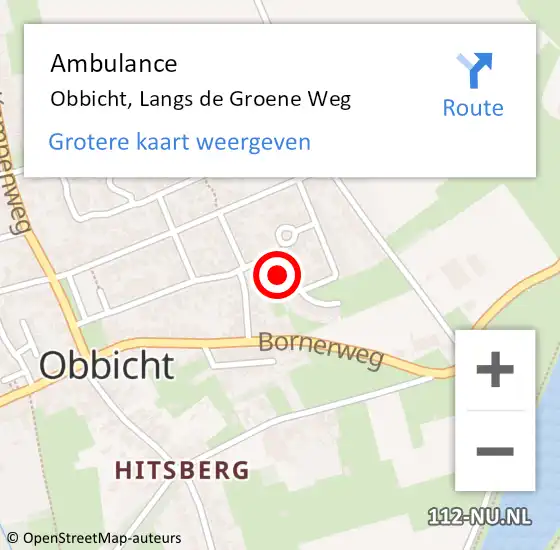 Locatie op kaart van de 112 melding: Ambulance Obbicht, Langs de Groene Weg op 10 maart 2014 17:13
