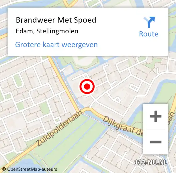 Locatie op kaart van de 112 melding: Brandweer Met Spoed Naar Edam, Stellingmolen op 2 oktober 2018 20:15