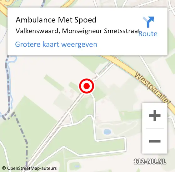 Locatie op kaart van de 112 melding: Ambulance Met Spoed Naar Valkenswaard, Monseigneur Smetsstraat op 2 oktober 2018 20:17