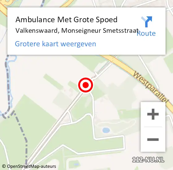 Locatie op kaart van de 112 melding: Ambulance Met Grote Spoed Naar Valkenswaard, Monseigneur Smetsstraat op 2 oktober 2018 20:32