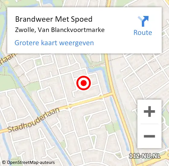 Locatie op kaart van de 112 melding: Brandweer Met Spoed Naar Zwolle, Van Blanckvoortmarke op 2 oktober 2018 23:24