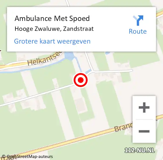 Locatie op kaart van de 112 melding: Ambulance Met Spoed Naar Hooge Zwaluwe, Zandstraat op 3 oktober 2018 00:36
