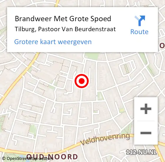 Locatie op kaart van de 112 melding: Brandweer Met Grote Spoed Naar Tilburg, Pastoor Van Beurdenstraat op 3 oktober 2018 01:42