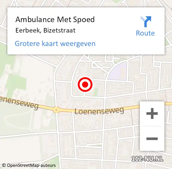 Locatie op kaart van de 112 melding: Ambulance Met Spoed Naar Eerbeek, Bizetstraat op 3 oktober 2018 05:18