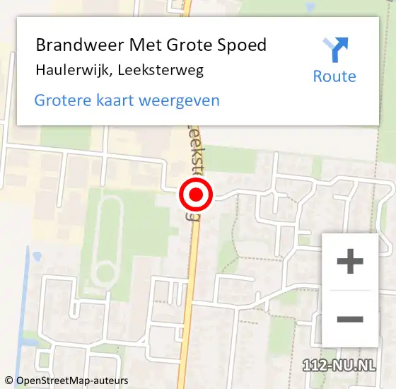 Locatie op kaart van de 112 melding: Brandweer Met Grote Spoed Naar Haulerwijk, Leeksterweg op 3 oktober 2018 05:52